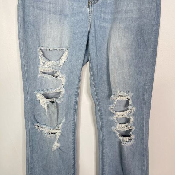 Cello Juniors 13 Blue Cotton Stretch Ripped Skinny Jeans Medium Wash Distressed - Picture 4 of 12